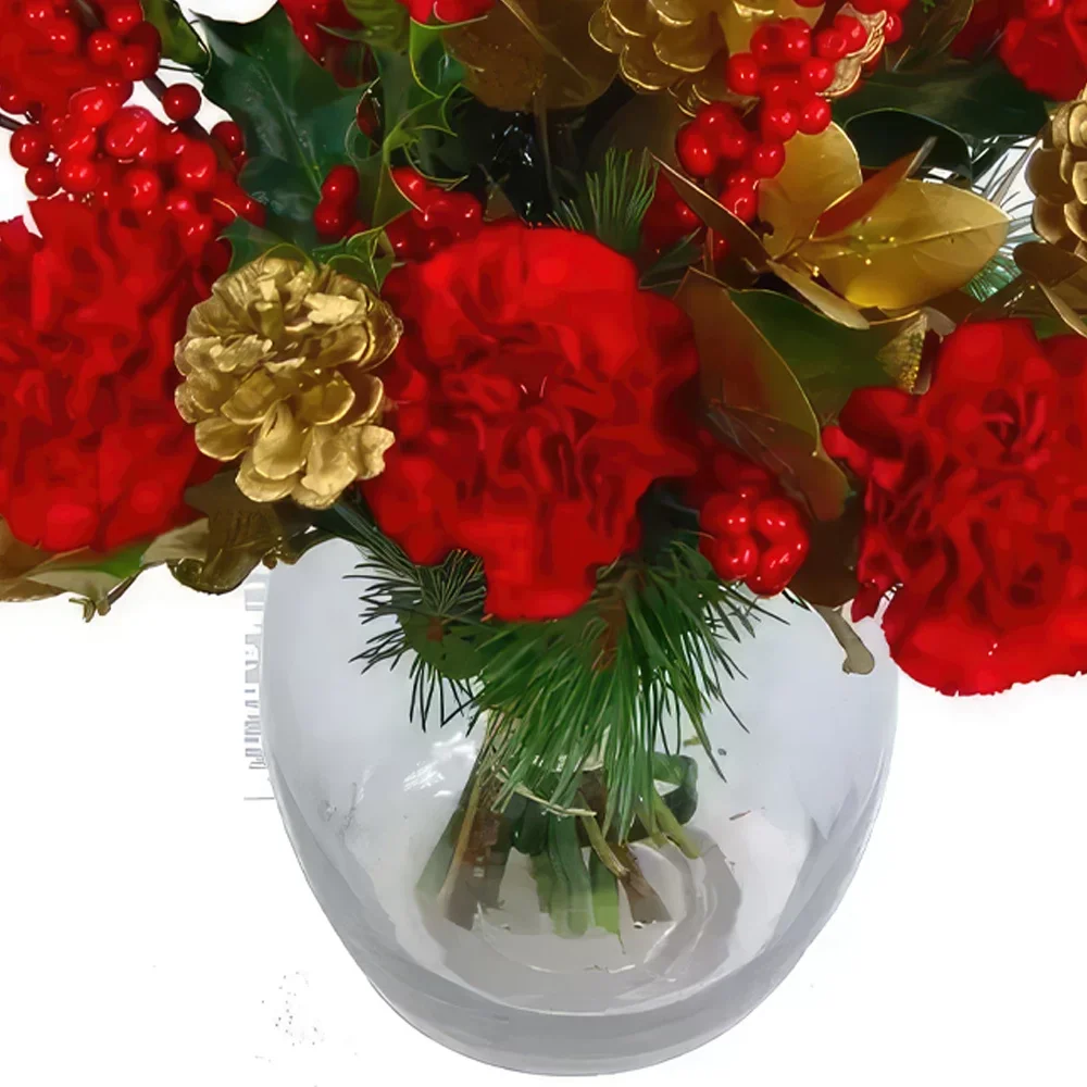 Genua bloemen bloemist- Gouden Kerst Boeket/bloemstuk