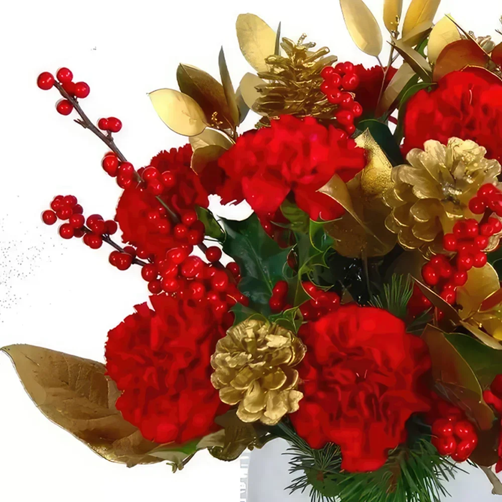 Genua bloemen bloemist- Gouden Kerst Boeket/bloemstuk