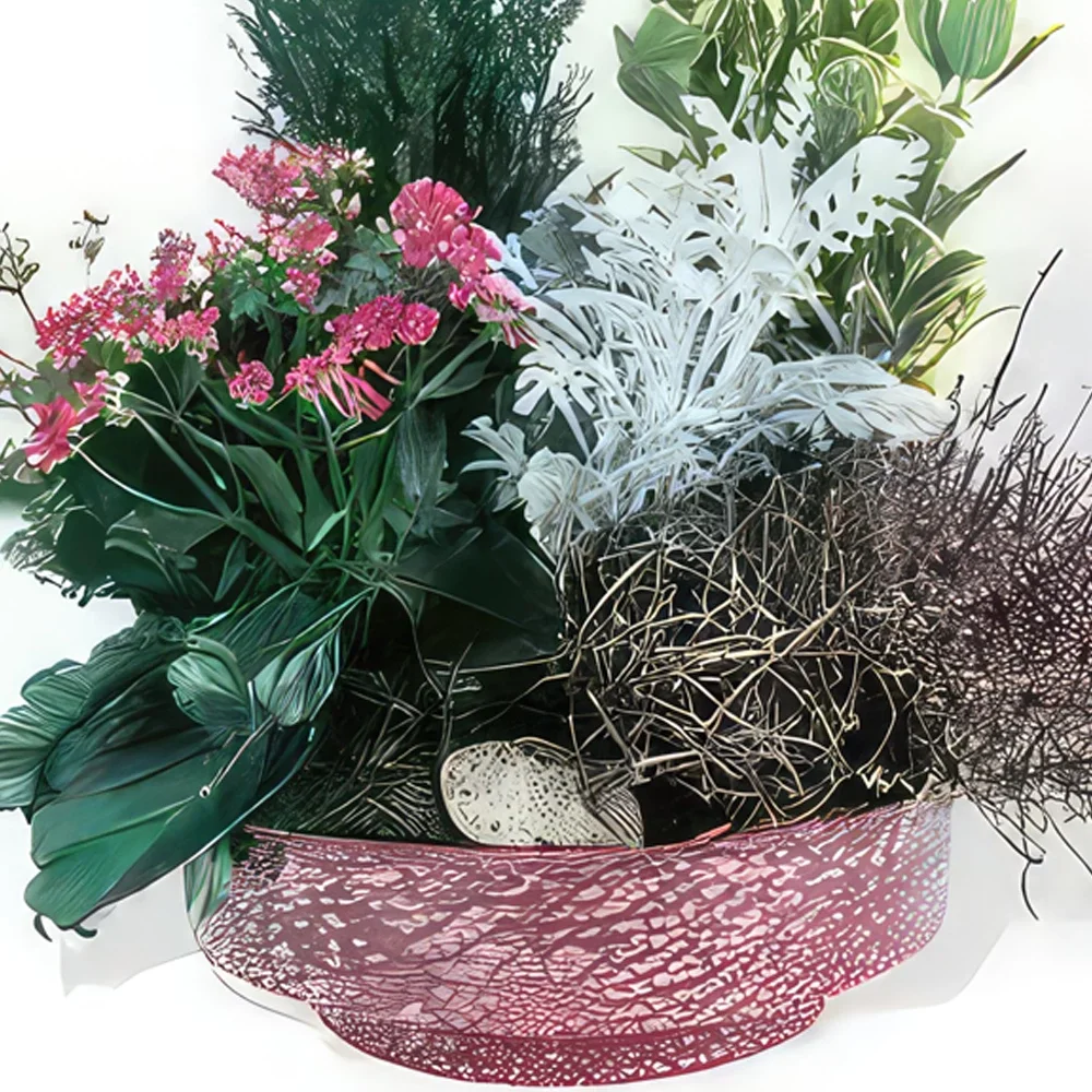 Λιλ λουλούδια- Φλιτζάνι πράσινα φυτά & λουλούδια Αποχαιρετισ Μπουκέτο/ρύθμιση λουλουδιών