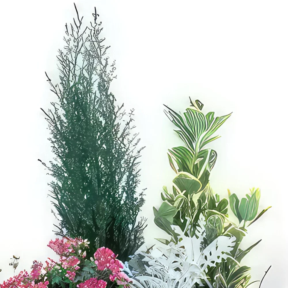ליל פרחים- כוס צמחים ופרחים ירוקים פרידה נצחית זר פרחים/סידור פרחים