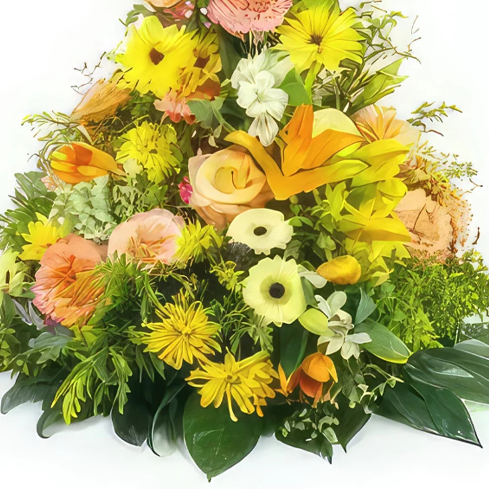 Bordeaux blomster- Pude i højden gul & orange Apollon Blomst buket/Arrangement