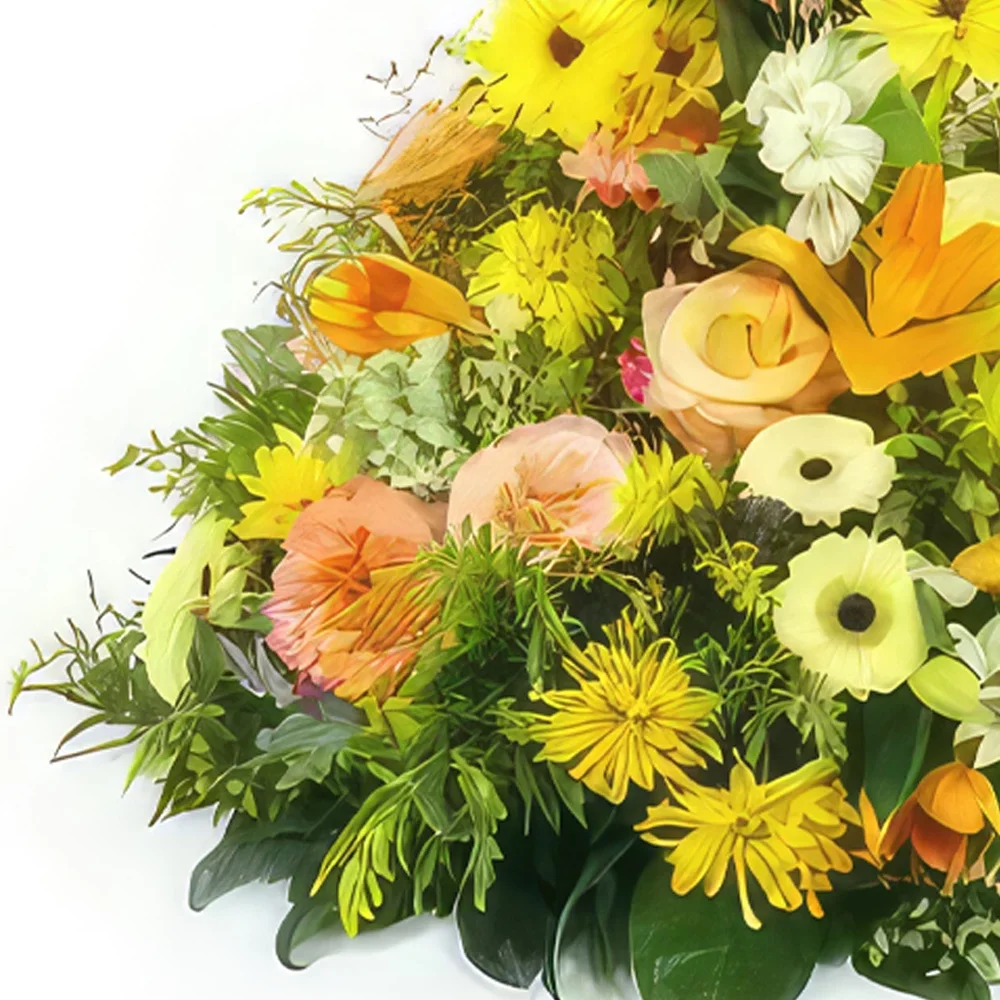 fleuriste fleurs de Strasbourg- Coussin en hauteur jaune & orange Apollon Bouquet/Arrangement floral