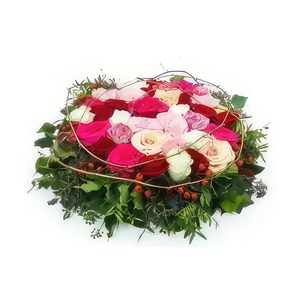 nett Blumen Florist- Kissen aus roten und rosafarbenen Mykene-Rose Bouquet/Blumenschmuck