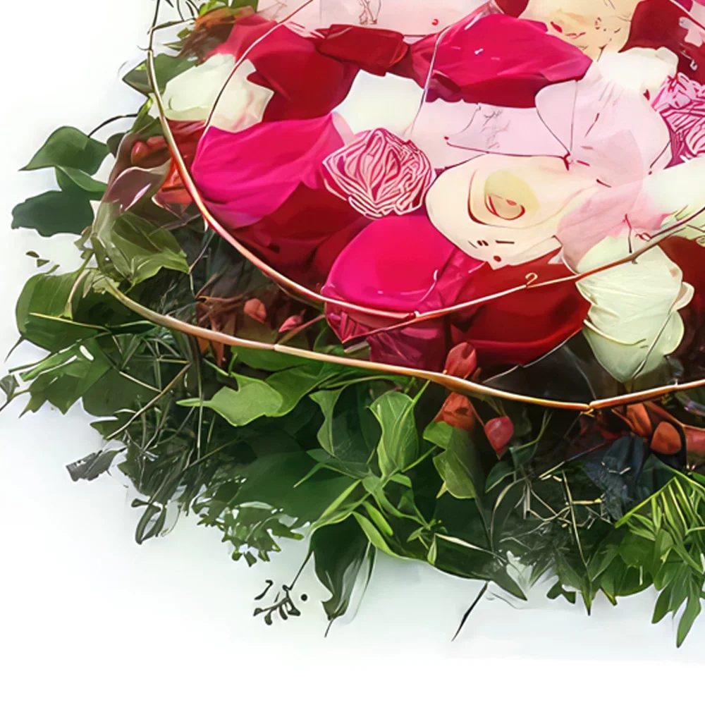 fiorista fiori di Montpellier- Cuscino di rose Micene rosse e rosa Bouquet floreale