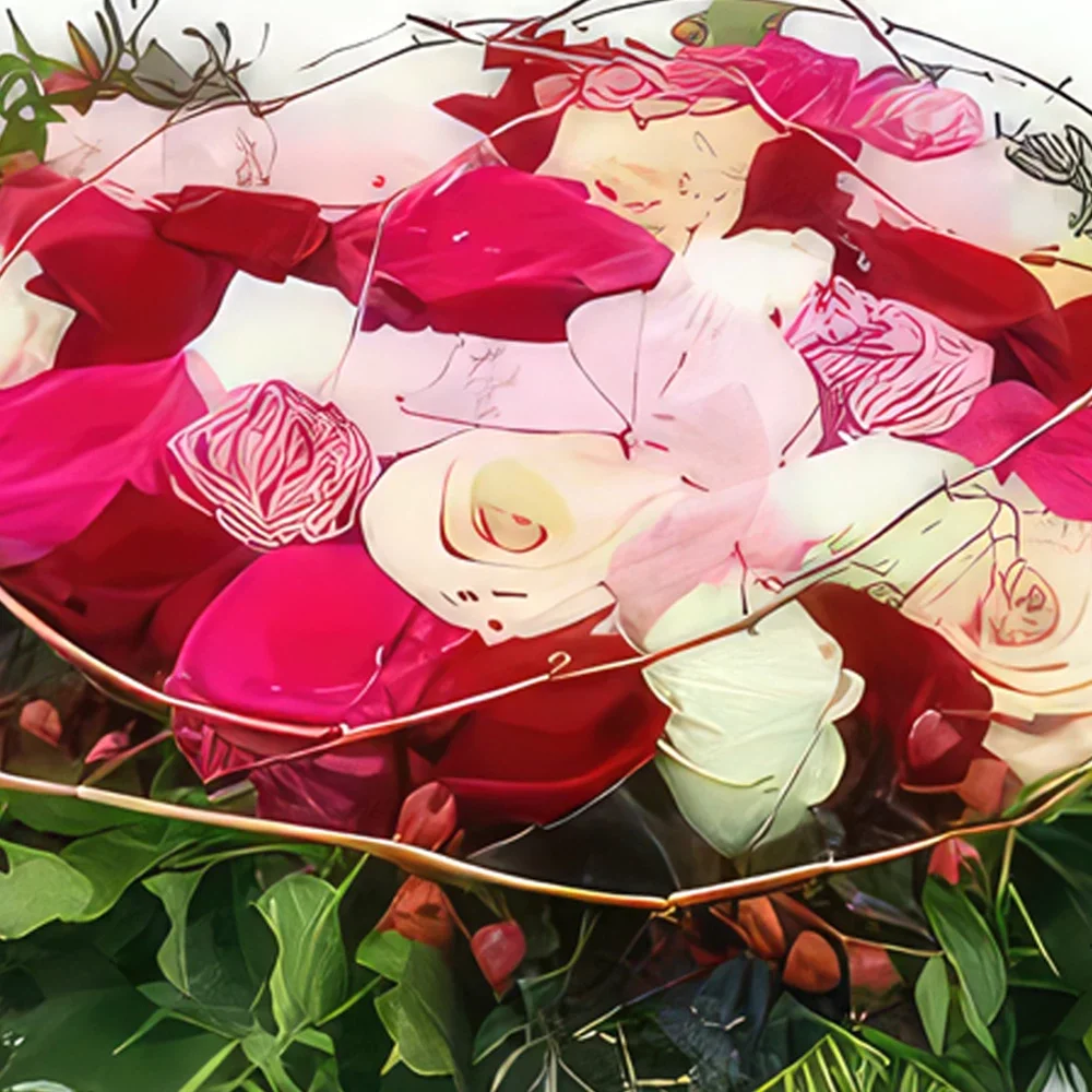 いいね 花- 赤とピンクのミケーネ ローズのクッション 花束/フラワーアレンジメント