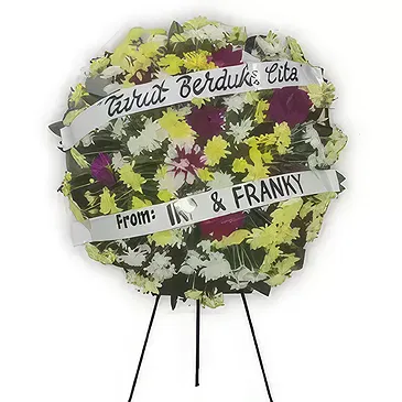 Napitupulu Bagasan flowers  -  Mixed Daisies Wreath For Funeral Flower Bouquet/Arrangement