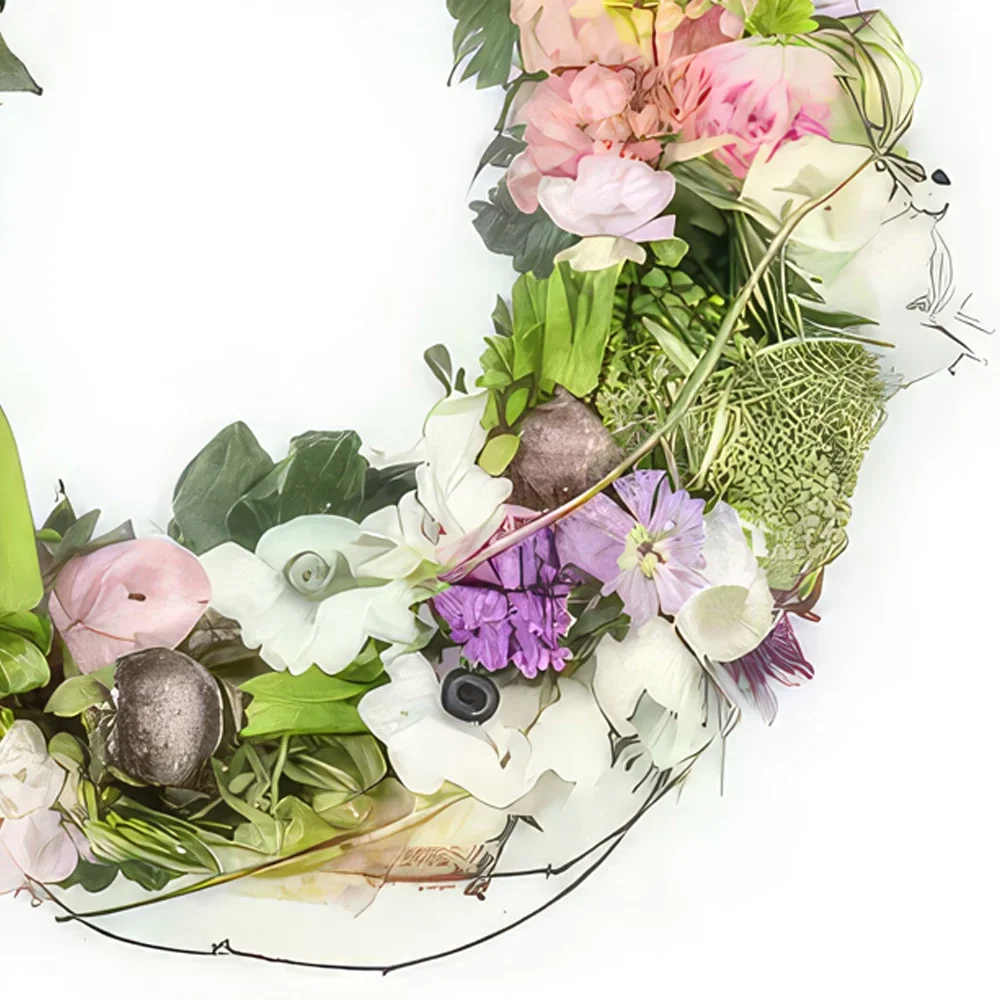 Paris Blumen Florist- Damona Pastellblumen-Landkranz Bouquet/Blumenschmuck