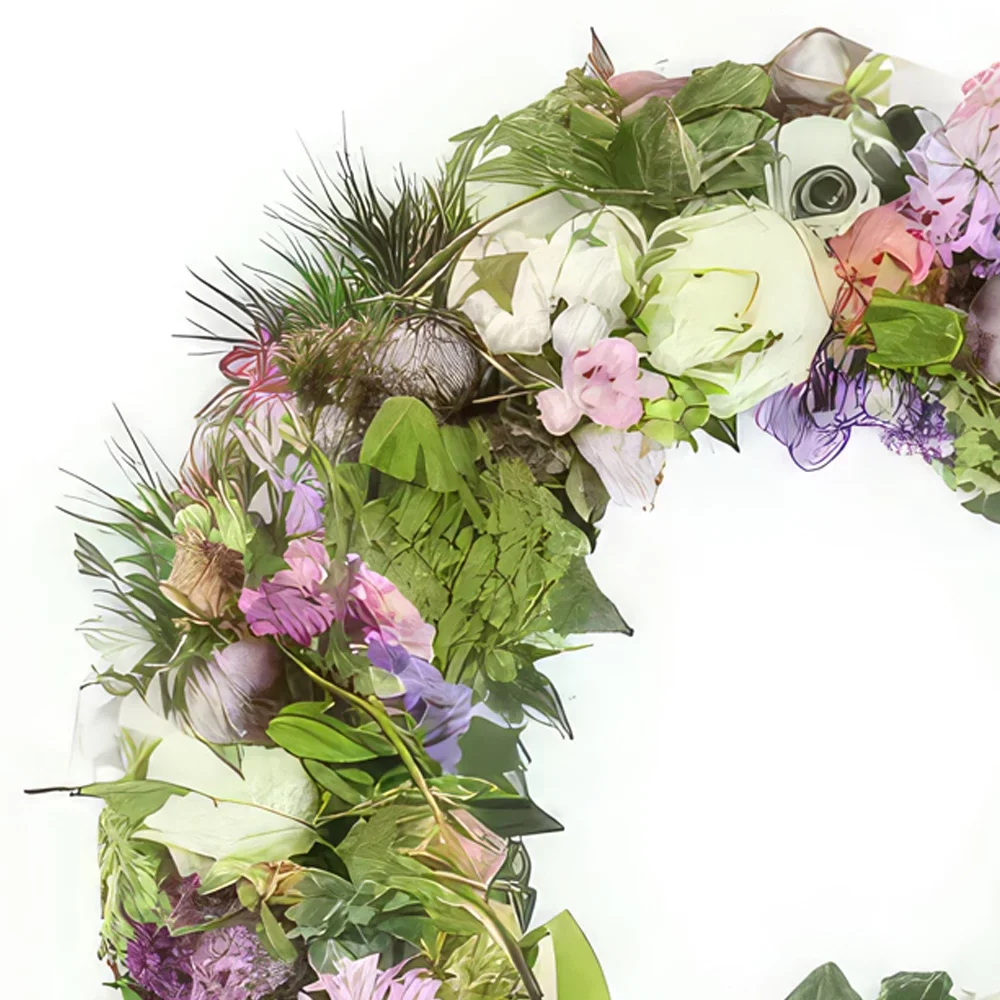 Бордо цветя- Селски венец от пастелни цветя Damona Букет/договореност цвете