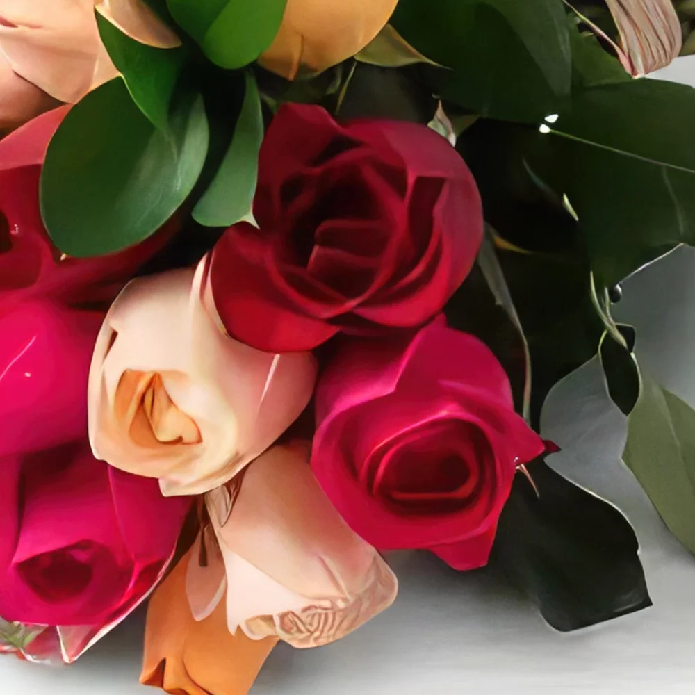 Belém kvety- Kytica 24 farebných ruží Aranžovanie kytice