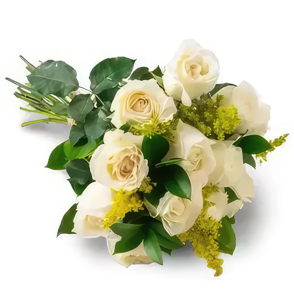 벨루 오리 존치 꽃- 15 개의 흰 장미와 단풍의 꽃다발 꽃다발/꽃꽂이