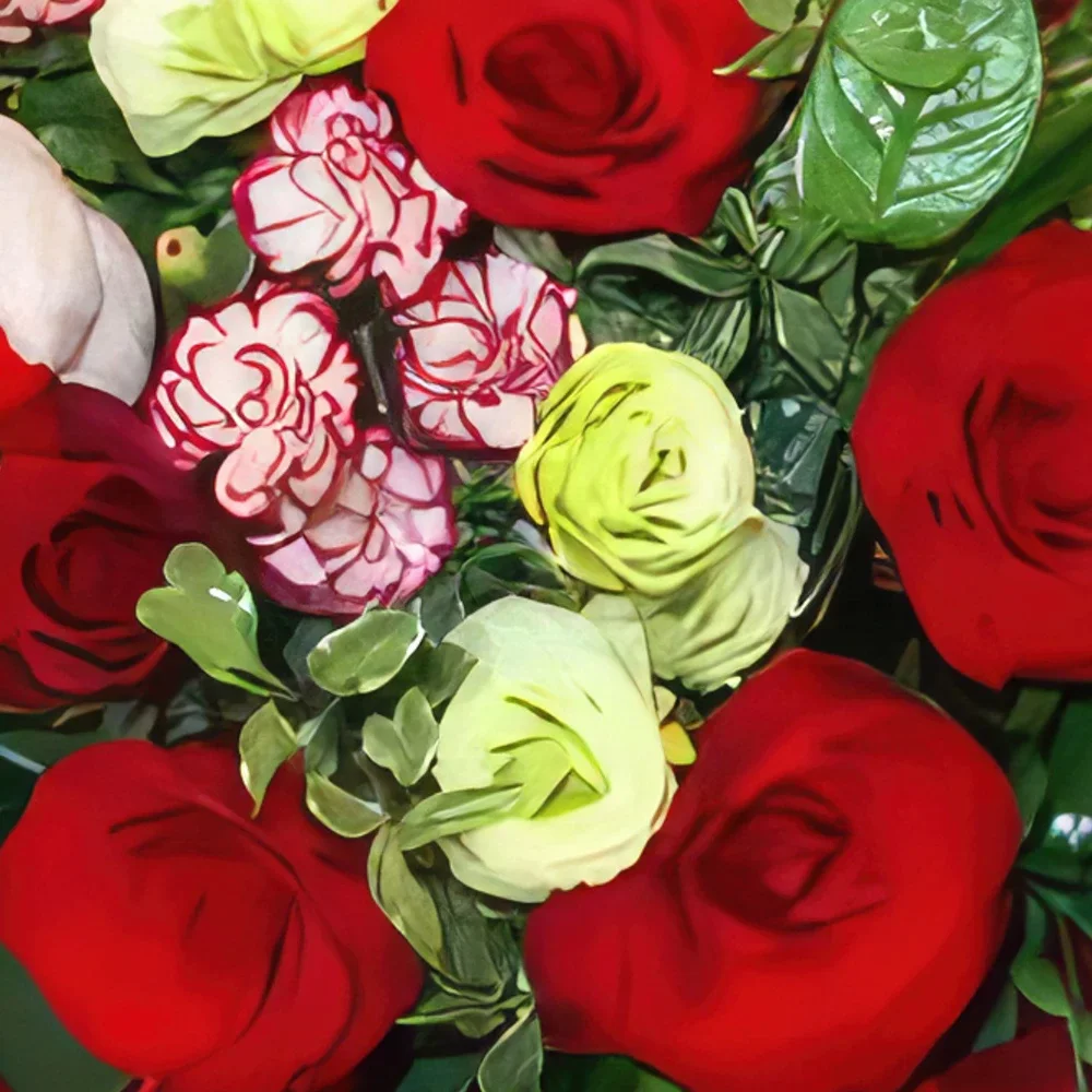 Krakkó-virágok- Vörös elrendezés Virágkötészeti csokor