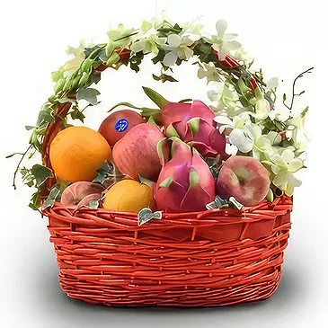Buangkok flowers  -  Floral Decorated Fruit Basket Flower Bouquet/Arrangement