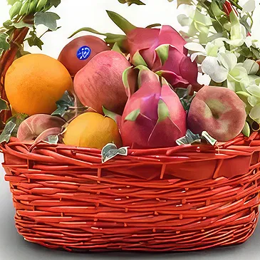 Buangkok flowers  -  Floral Decorated Fruit Basket Flower Bouquet/Arrangement