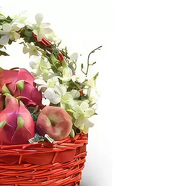 Buangkok flowers  -  Floral Decorated Fruit Basket Flower Bouquet/Arrangement