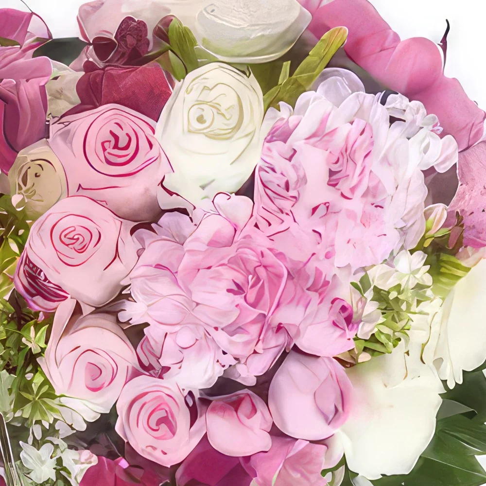 Tarbes bunga- Mimpi hati dalam bunga merah muda Rangkaian bunga karangan bunga