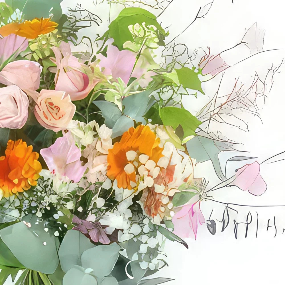 Tarbes цветя- Дъблински розов и оранжев селски букет Букет/договореност цвете