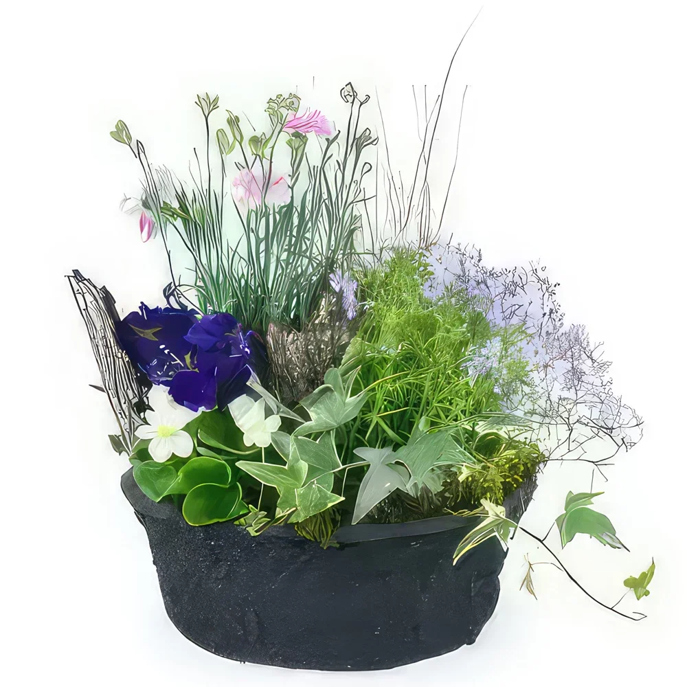 Kiva kukat- Dulcis Purple & Blue -kasvi-asetelma Kukka kukkakimppu
