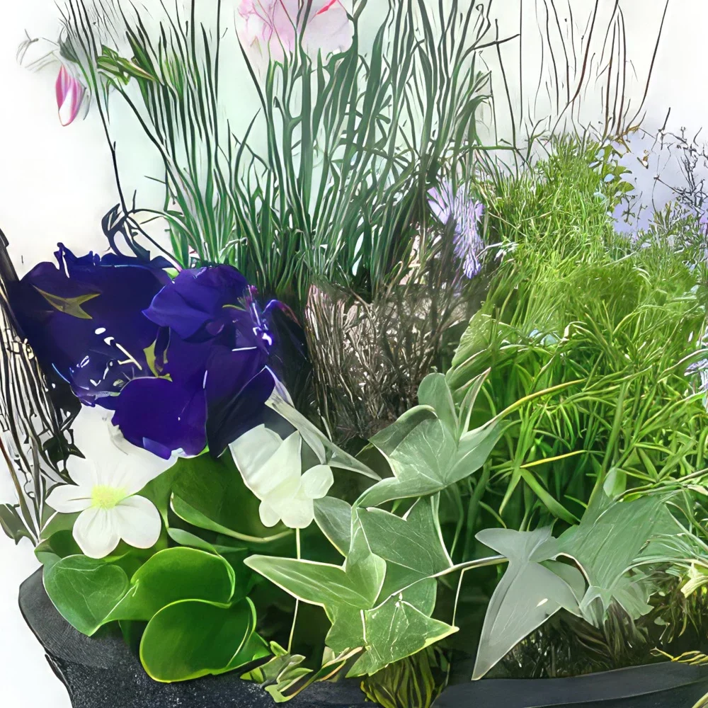 flores Marsella floristeria -  Arreglo de plantas púrpura y azul Dulcis Ramo de flores/arreglo floral