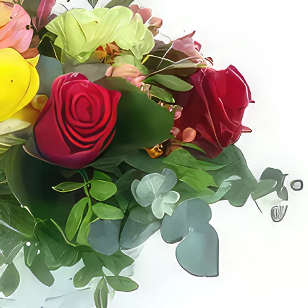 بائع زهور نانت- تكوين الورود الملونة الباسو باقة الزهور