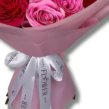 Garhoud flowers  -  Elegant 21 Mixed Pink Roses Flower Bouquet/Arrangement