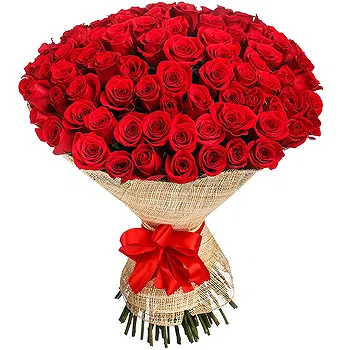 Holland flowers  -  100 Red Roses Bouquet Flower Delivery