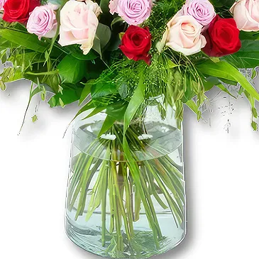 Holland flowers  -  Condolence Bouquet Roses + Vase Flower Bouquet/Arrangement