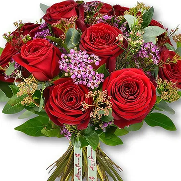 An-Najadah blomster- Elegant rød rose og voksblomster Blomsterarrangementer bukett
