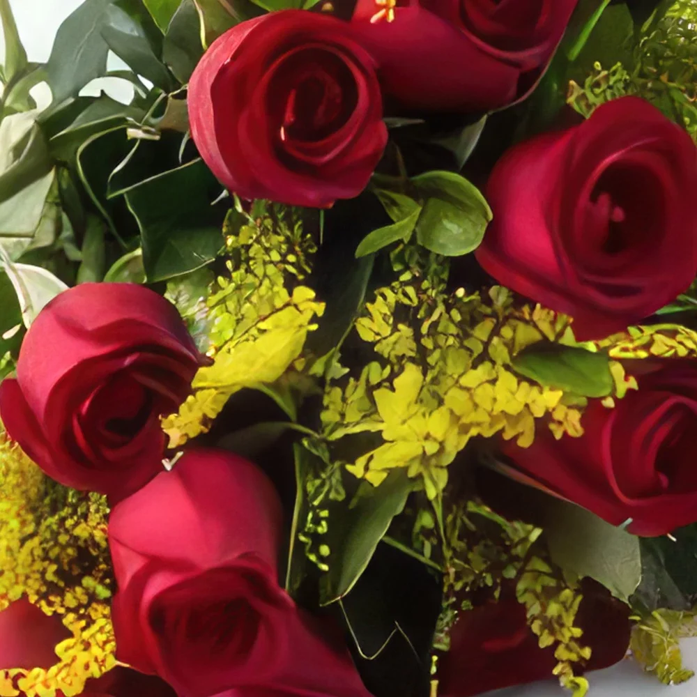 Recife květiny- Speciální kytice z 15 červených růží a listů Kytice/aranžování květin