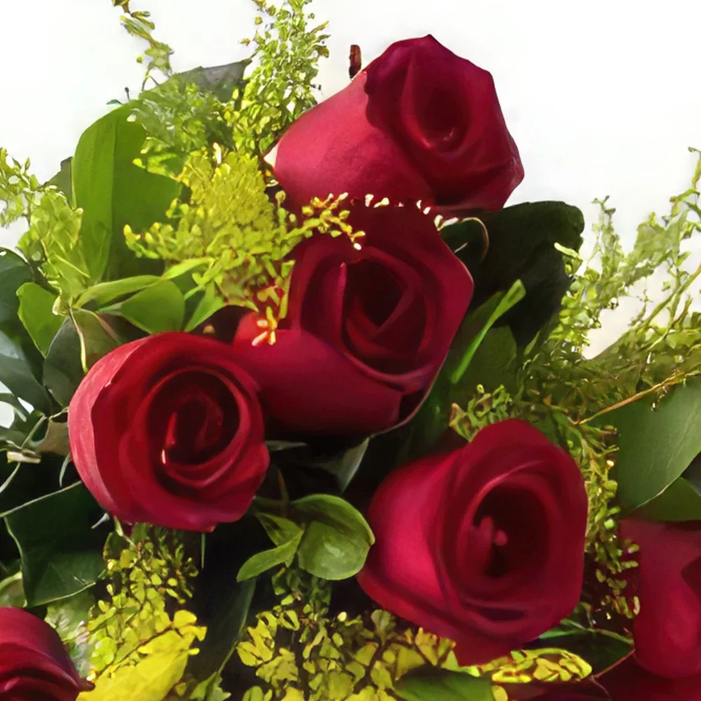 Belém blomster- Særlig buket af 15 røde roser og blade Blomst buket/Arrangement