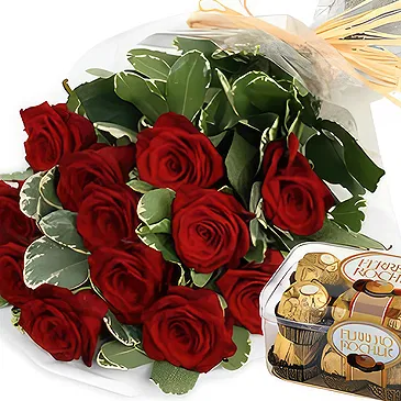 Greece flowers  -  ROSES AND CHOCO Flower Bouquet/Arrangement