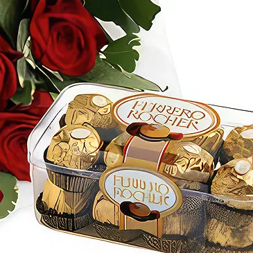 Greece flowers  -  ROSES AND CHOCO Flower Bouquet/Arrangement