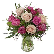 Flekkefjord Online Florist - Elegant mjuk rosa rosor bukett Bukett