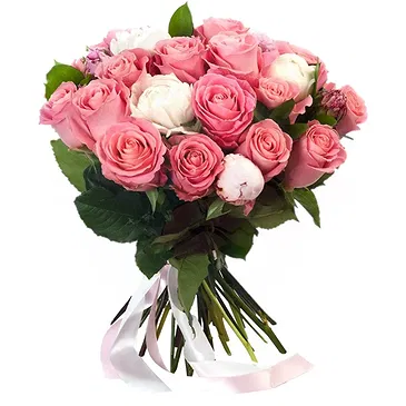 fiorista fiori di Firenze- Bouquet di rose bianche e rosa Bouquet floreale