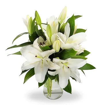 Gjesdal bloemen bloemist- Elegante witte lelie-arrangement Boeket/bloemstuk