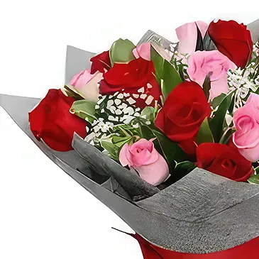 Ad Dilam blomster- 20 blandede roser Blomsterarrangementer bukett