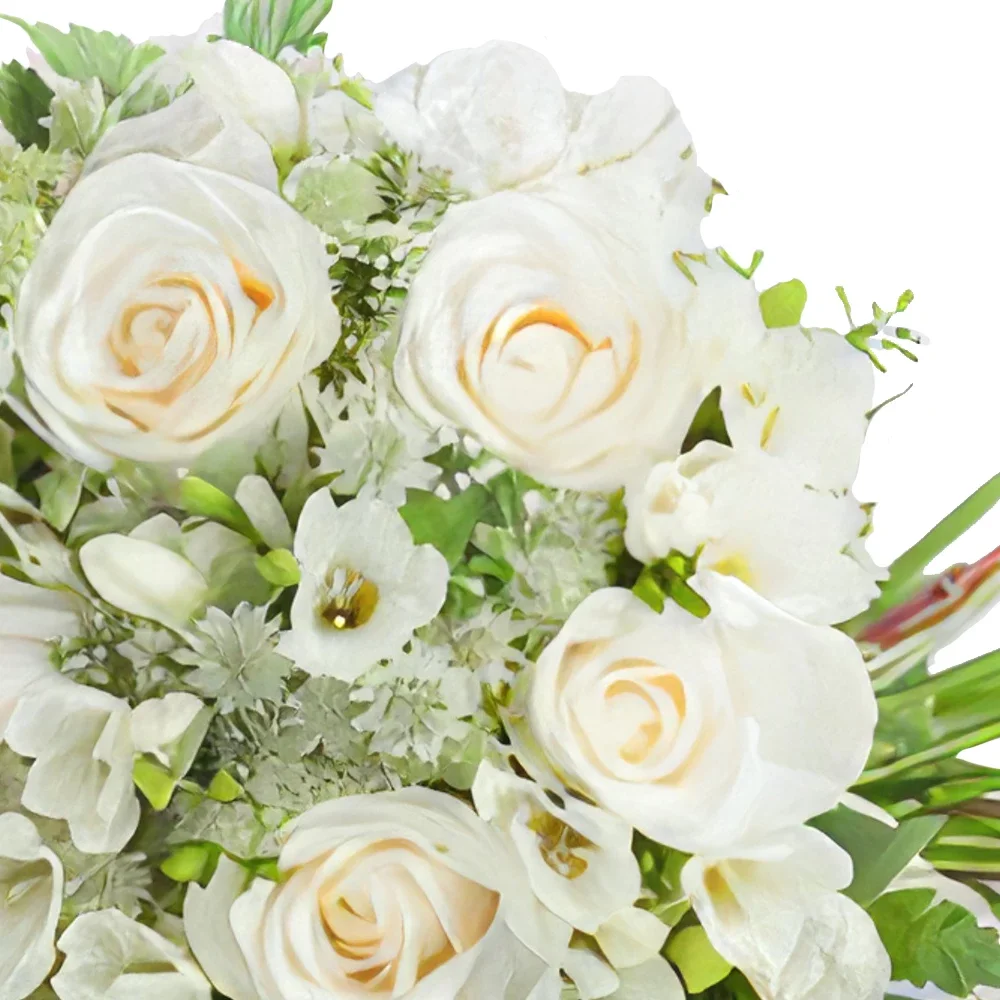 Lille blomster- Hvit blomsterhandlers overraskelsesbukett Blomsterarrangementer bukett