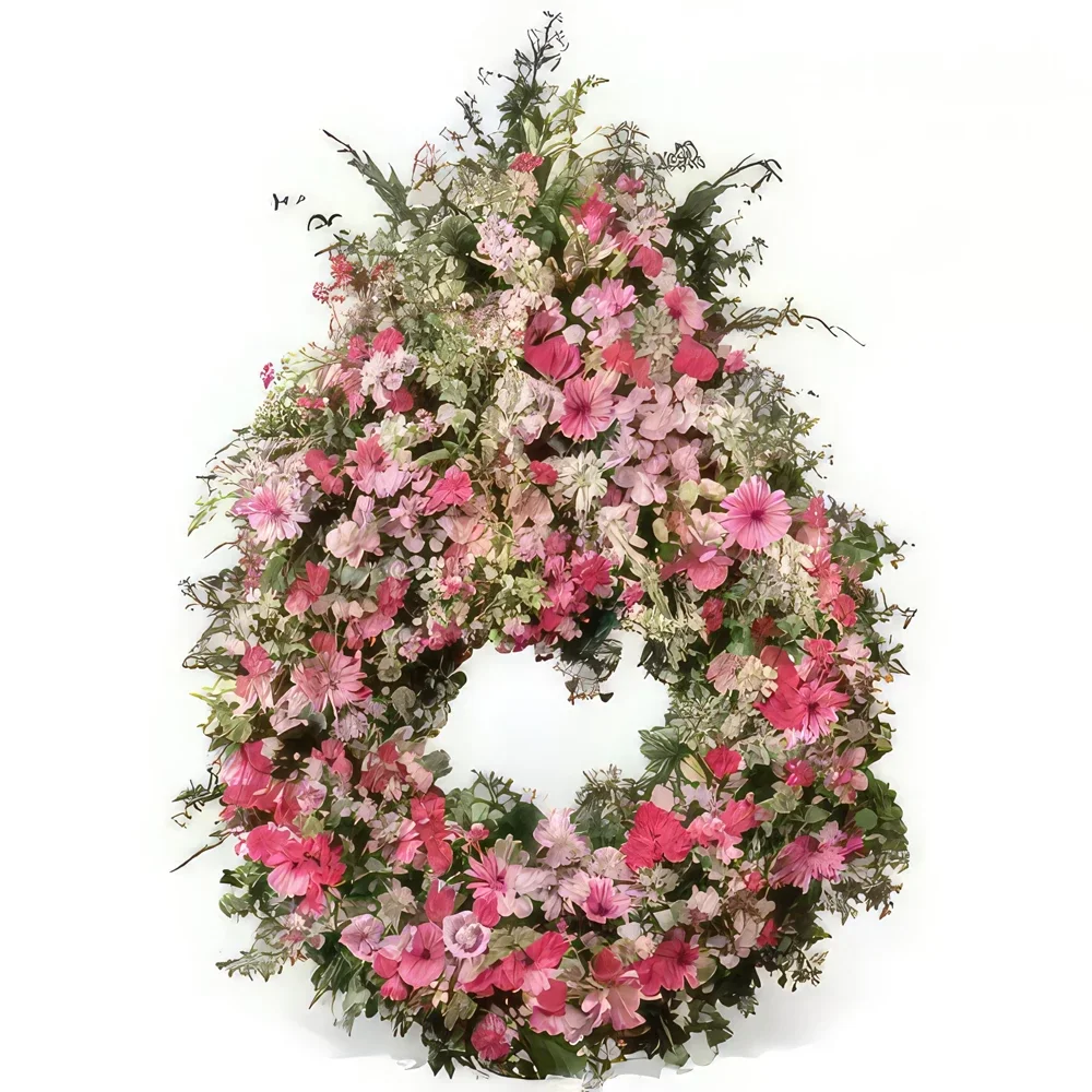 Бордо цветя- Вечно спокойствие Розов цветен венец Букет/договореност цвете