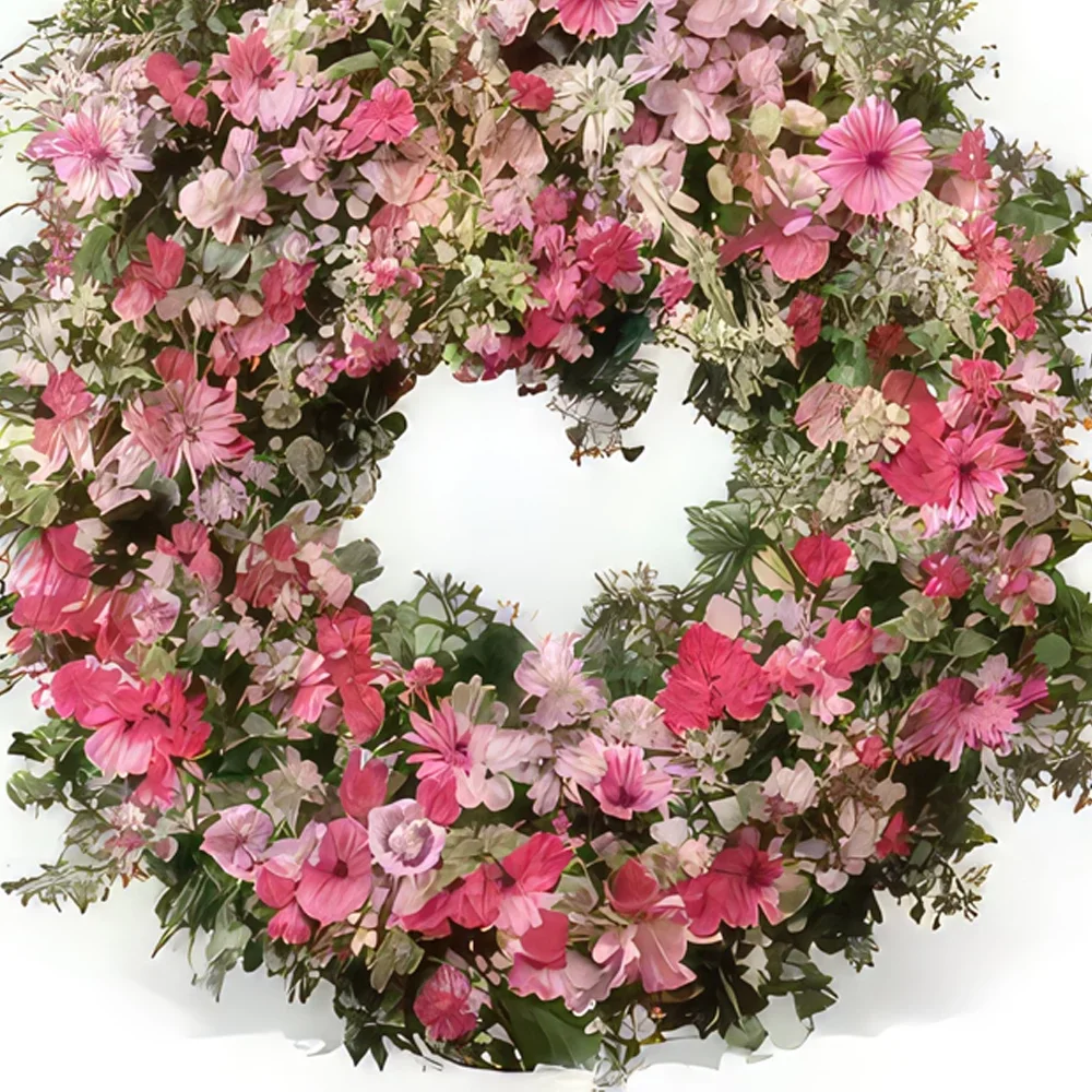 flores Estrasburgo floristeria -  Corona de flores rosadas serenidad eterna Ramo de flores/arreglo floral