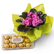 Santa Maria online Florist - Violet Vase for Gift and Chocolate Bouquet