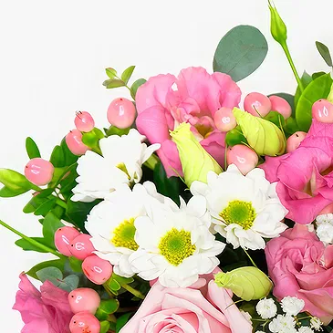 Maria Ponsee flowers  -  White and Pink Funeral Heart Flower Bouquet/Arrangement