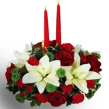 United Kingdom flowers  -  White and Red Christmas Centerpiece Flower Delivery