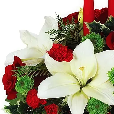 Oman flowers  -  White and Red Christmas Centerpiece Flower Bouquet/Arrangement
