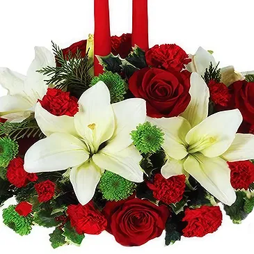 Oman flowers  -  White and Red Christmas Centerpiece Flower Bouquet/Arrangement