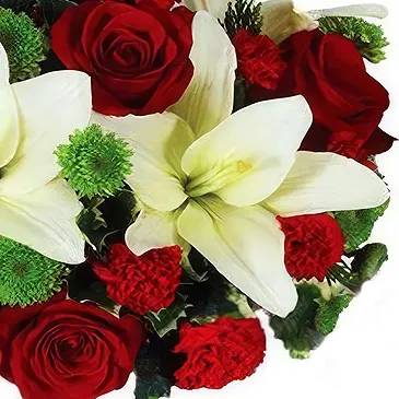 Oman flowers  -  White and Red Christmas Centerpiece Flower Bouquet/Arrangement