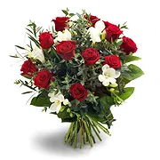 Castelguidone Fleuriste en ligne - Bouquet Floral avec Roses Rouges, Lisianthe B Bouquet