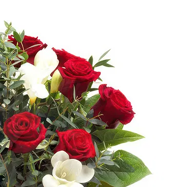 Italy flowers  -  Floral Bouquet with Red Roses, White Lisianth Flower Bouquet/Arrangement