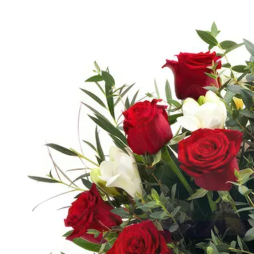 Italy flowers  -  Floral Bouquet with Red Roses, White Lisianth Flower Bouquet/Arrangement