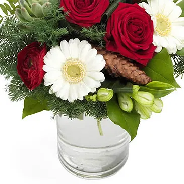 fiorista fiori di Firenze- Bouquet di Natale bianco e rosso Bouquet floreale