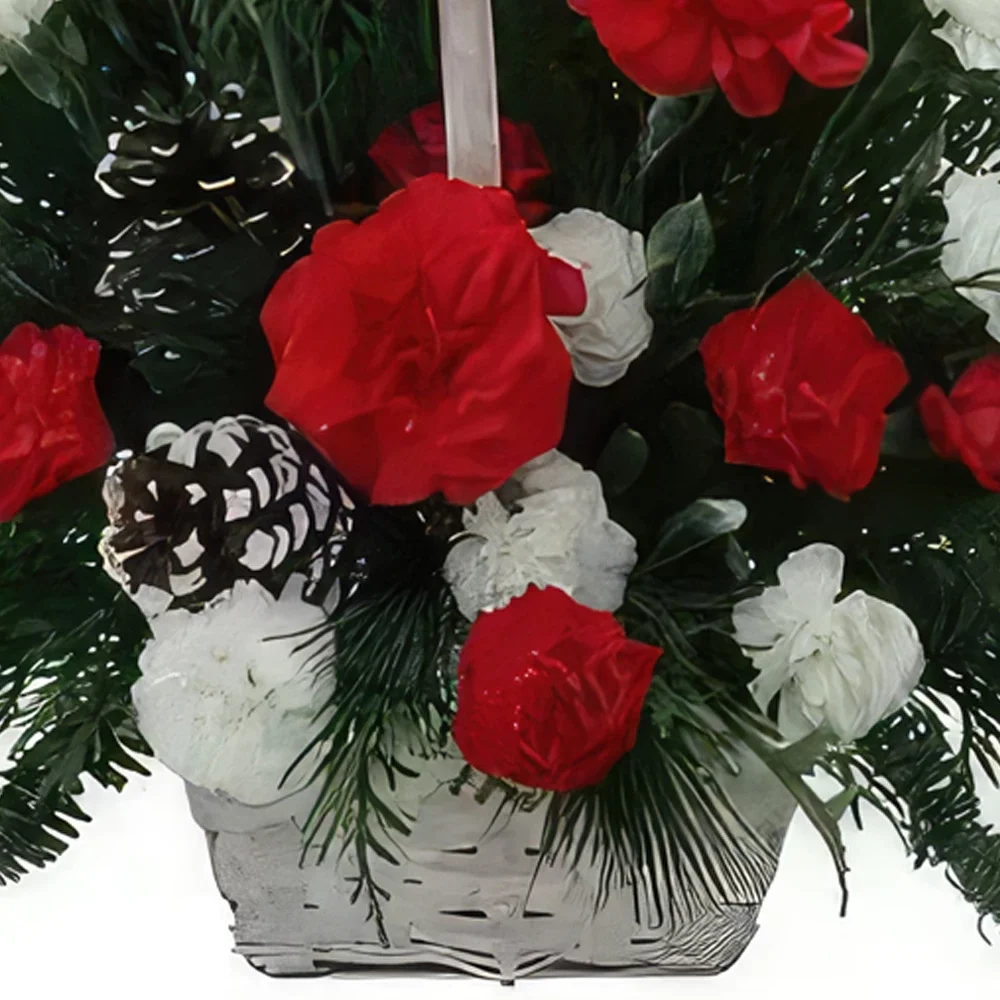 fleuriste fleurs de Tenerife- Panier rouge et blanc festif Bouquet/Arrangement floral