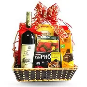 Vietnam online Florist - Festive Holiday Treats Gift Basket Bouquet